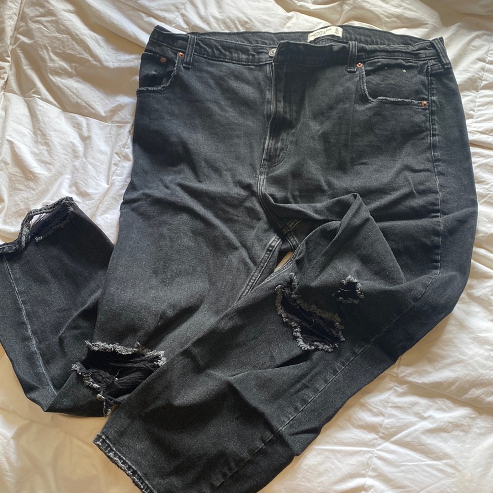 Abercrombie distressed black denim jeans size 35 long